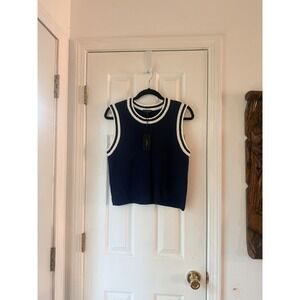 Rag & Bone Meghan Vest Navy Sleeveless Knit Sweater‎ Medium